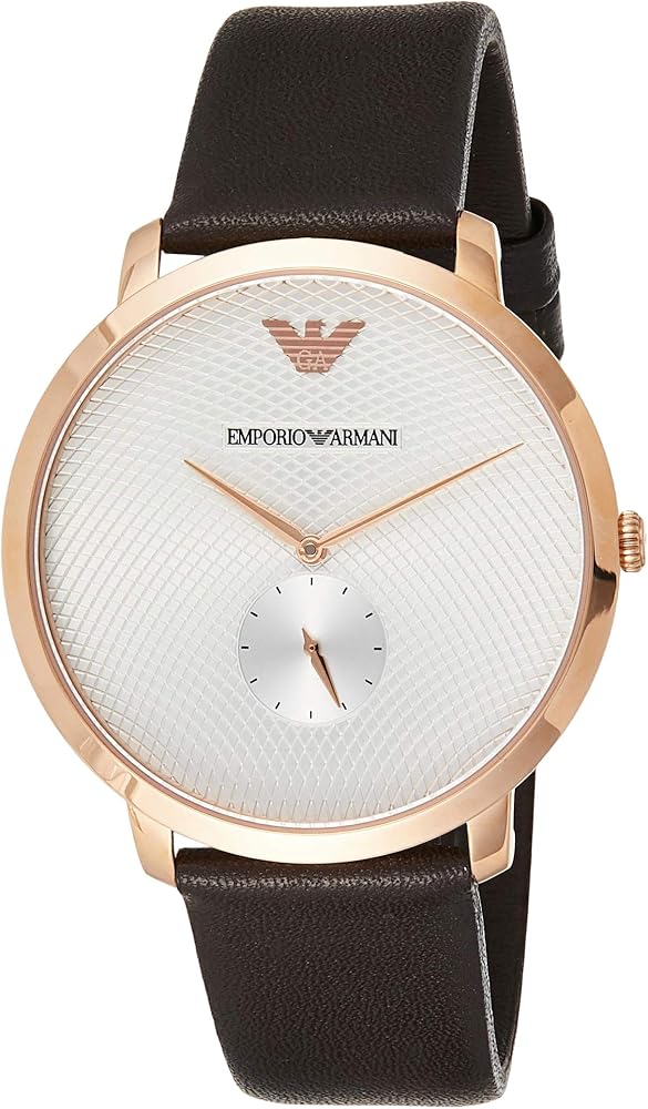 Emporio Armani Modern Slim Analog Silver Dial Brown Leather Strap Watch For Men - AR11163 - Image 2